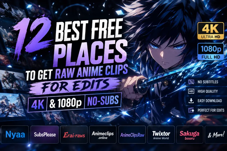 12 Best Free Places to Get Raw Anime Clips for Edits (2026): 4K & 1080p No-Subs