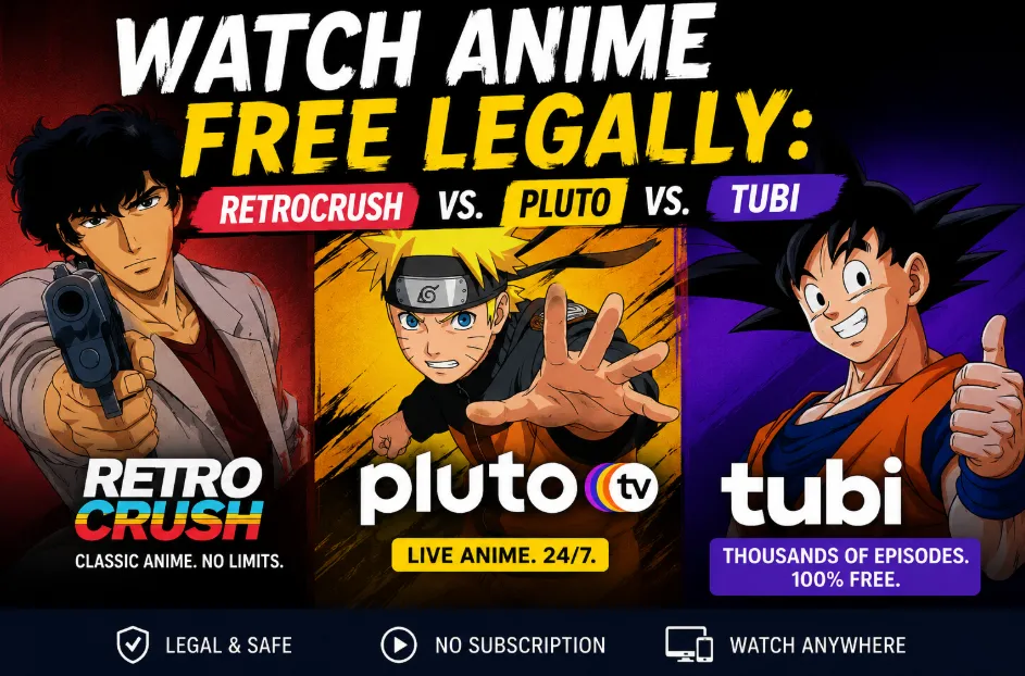 Watch Anime Free Legally in 2026: Retrocrush vs. Pluto vs. Tubi