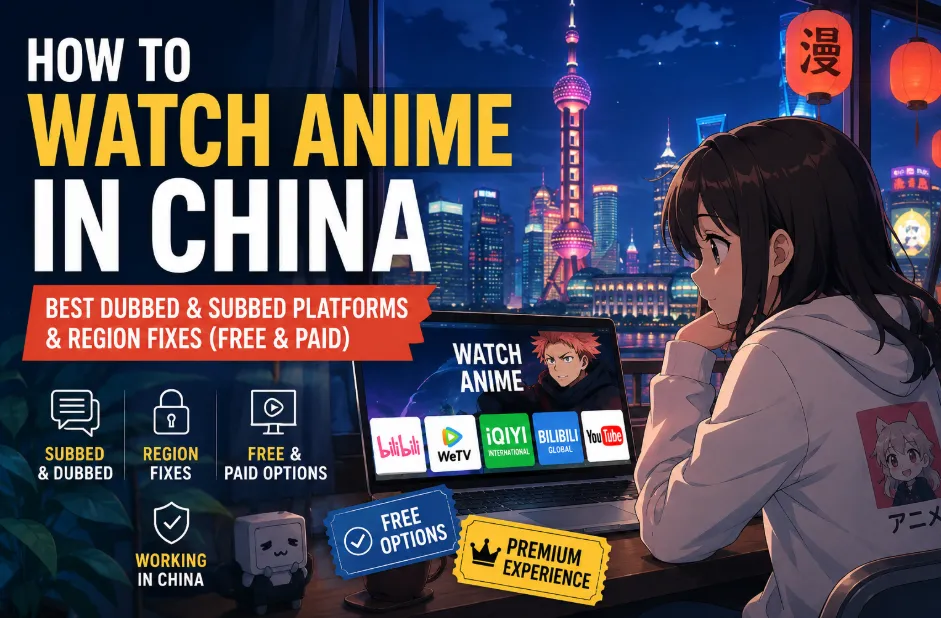 How to Watch Anime in China: Best Dubbed & Subbed Platforms & Region Fixes (Free & Paid)