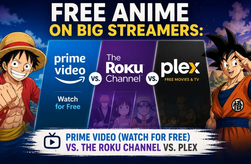Free Anime on Big Streamers: Prime Video (Watch for Free) vs. The Roku Channel vs. Plex (2026)