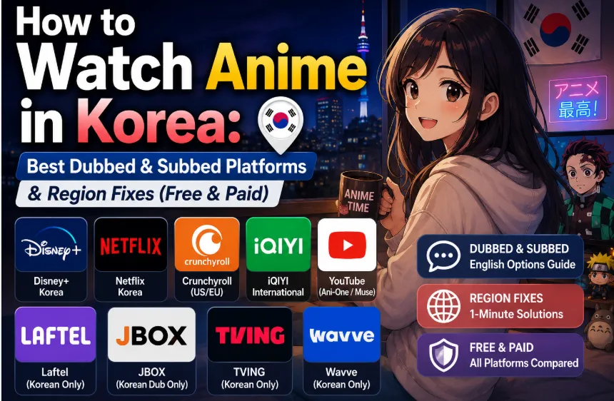 How to Watch Anime in Korea: Best Dubbed & Subbed Platforms & Region Fixes (Free & Paid)