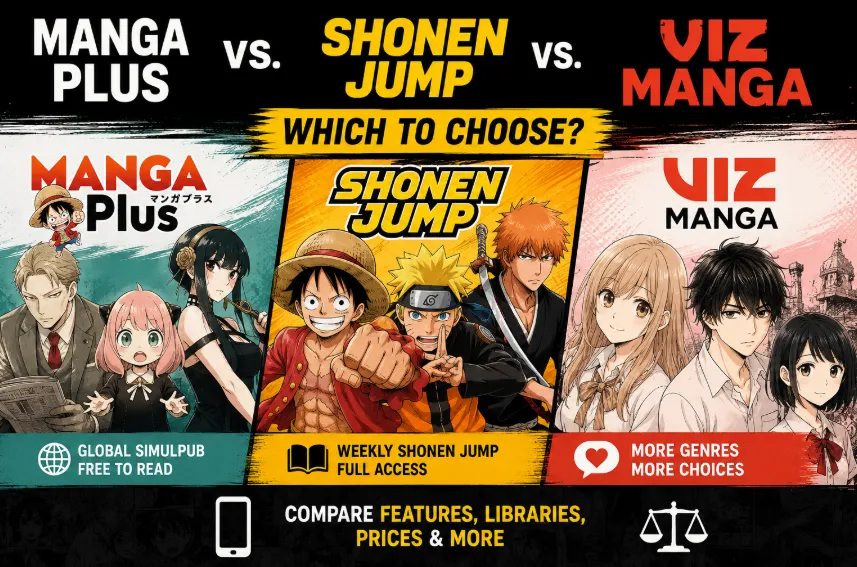 Manga Plus vs. Shonen Jump vs. VIZ Manga: Which to Choose in 2026?